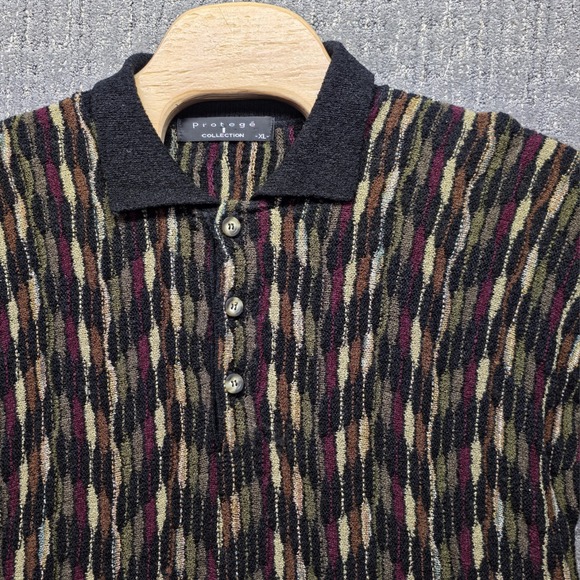 Vintage Protege Sweater Mens XL 3D Knit Coogi Style Textured Polo Cosby Made USA - Picture 5 of 11